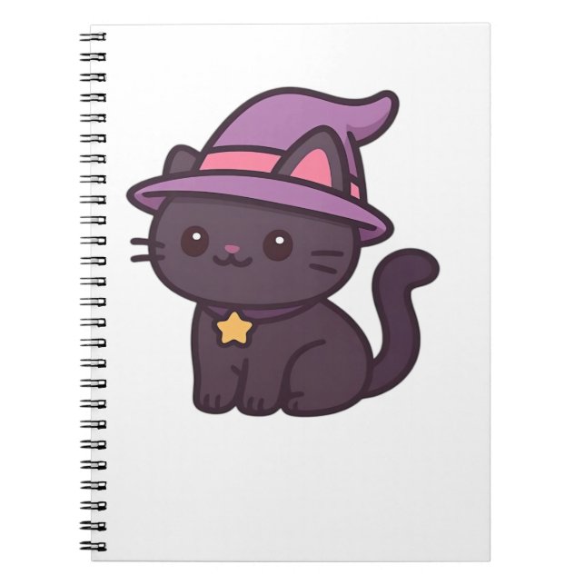Cuaderno Gato de bruja Kawaii en camiseta clásica de Gorra  (Frente)