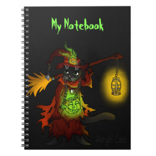Cuaderno Gato de bruja negra de Halloween