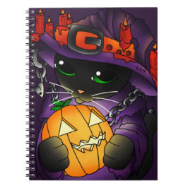 Cuaderno Gato de bruja negra de la calabaza de Halloween