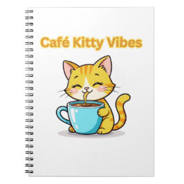 Cuaderno **Gato de café adorable – Gato adorable bebiendo c