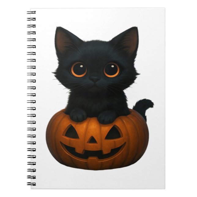 Cuaderno Gato de calabaza - Pequeña y espeluznante camiseta (Frente)