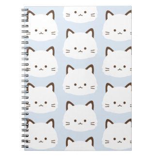 Cuaderno Gato de cara linda con fondo azul pastel