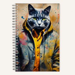 Cuaderno Gato de carbón en una chaqueta