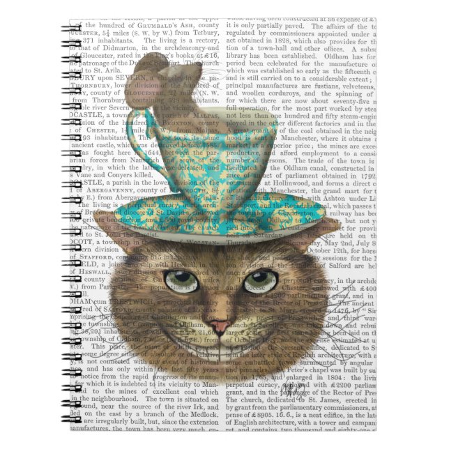 Cuaderno Gato de Cheshire con la Copa de la Cabeza (Frente)