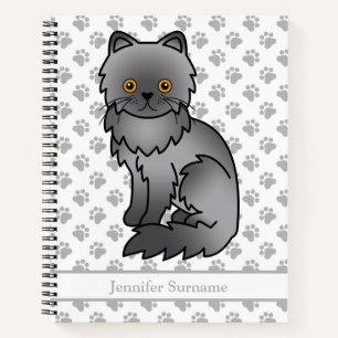 Cuaderno Gato de dibujos animados azul persa lindo & Texto 