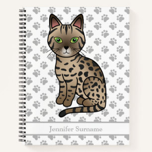 Cuaderno Gato de dibujos animados Bronze Egyptian Mau y tex