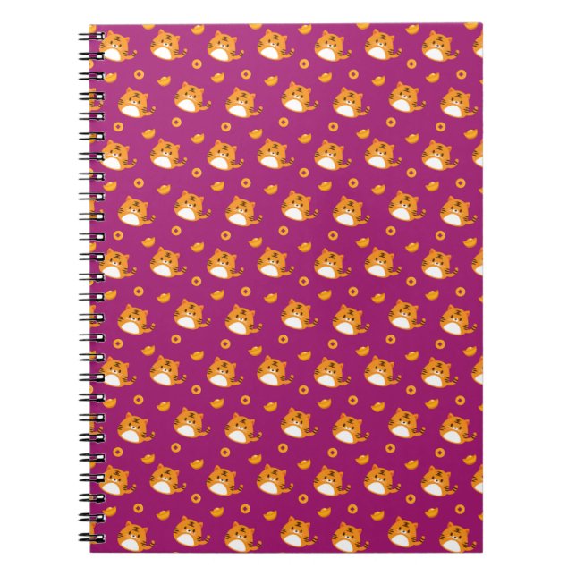 Cuaderno Gato de dibujos animados lindo patrón continuo | K (Frente)