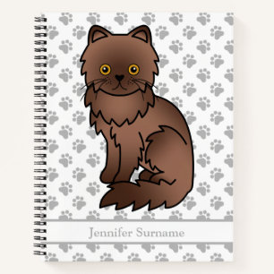 Cuaderno Gato de dibujos animados lindo persa de chocolate 