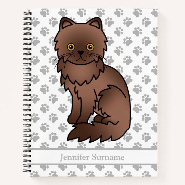 Cuaderno Gato de dibujos animados lindo persa de chocolate  (Anverso)