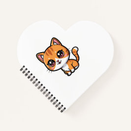 Cuaderno Gato de dibujos animados naranja adorable con manc