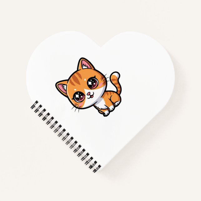 Cuaderno Gato de dibujos animados naranja adorable con manc (Anverso)