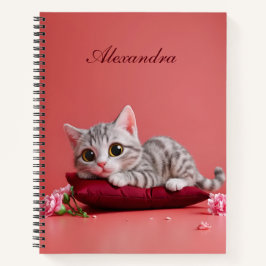 Cuaderno Gato de enero lindo con claveles