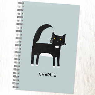 Cuaderno Gato de esmoquín negro y blanco personalizado