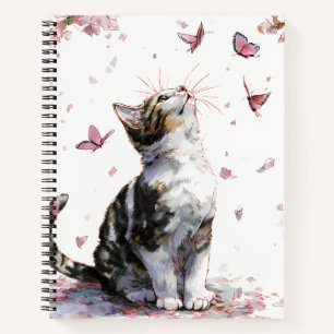 Cuaderno Gato de flor de cerezo y mariposas (10)