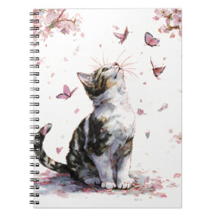 Cuaderno Gato de flor de cerezo y mariposas (10)