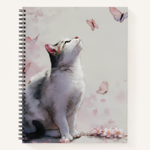 Cuaderno Gato de flor de cerezo y mariposas (13)