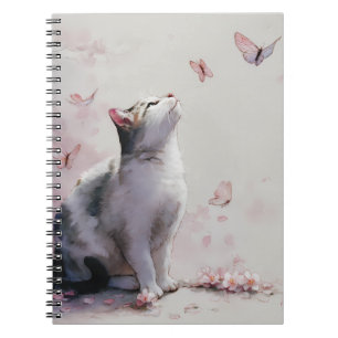 Cuaderno Gato de flor de cerezo y mariposas (13)
