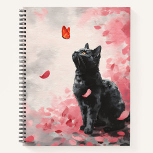 Cuaderno Gato de flor de cerezo y mariposas (3)