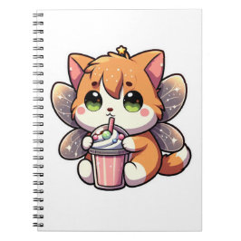 Cuaderno Gato de hadas lindo bebiendo batido