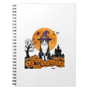 Cuaderno Gato de Halloween Bruja Calabaza Vintage Espeluzna
