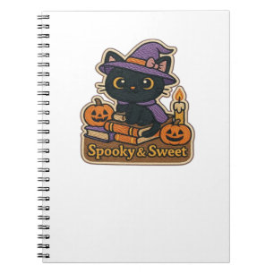 Cuaderno Gato de Halloween con libros mágicos - Fantasía y 
