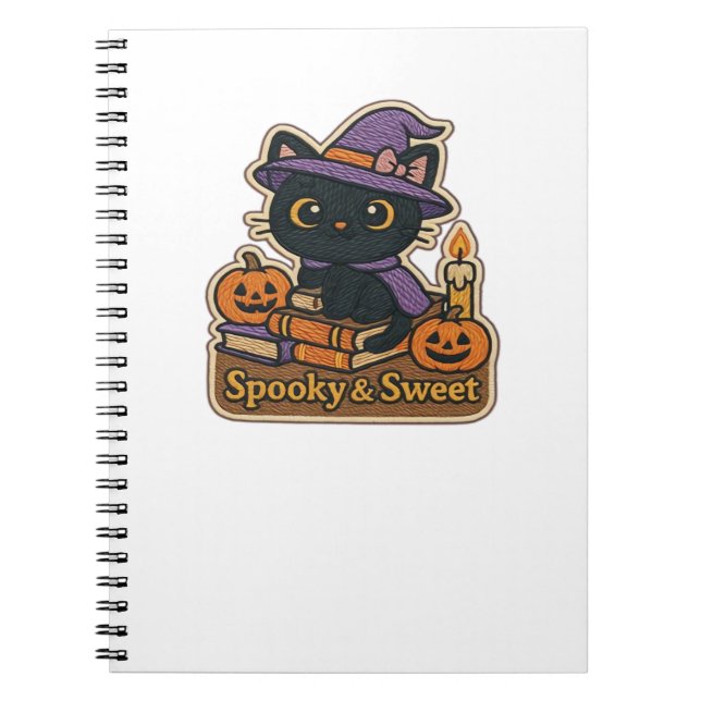 Cuaderno Gato de Halloween con libros mágicos - Fantasía y  (Frente)