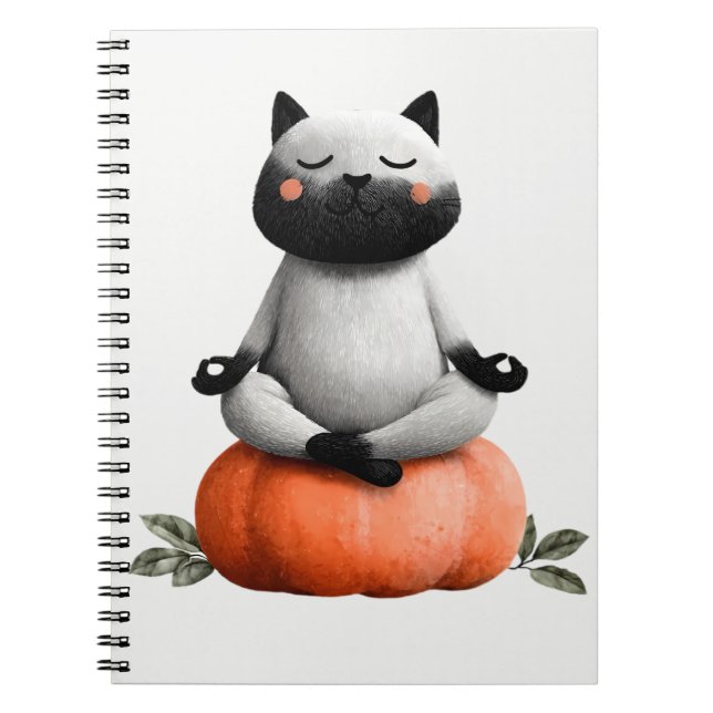 Cuaderno Gato de Halloween en diseño de calabaza (Frente)