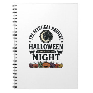 Cuaderno Gato de Halloween Gatos Negros Calabazas Vintage D