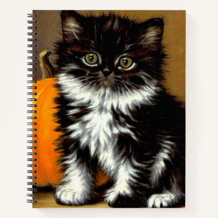 Cuaderno Gato de Halloween Vintage en Blanco y Negro