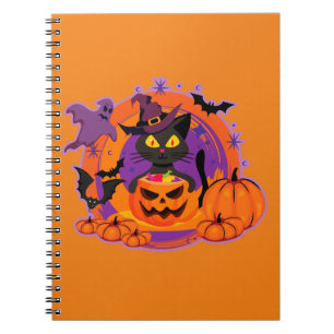 Cuaderno Gato De Halloween Y Calabazas