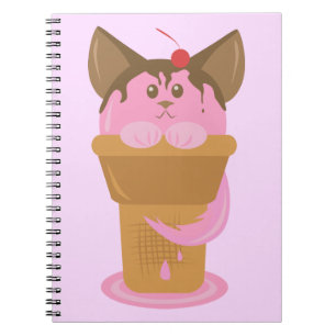 Cuaderno Gato de helado de fresa