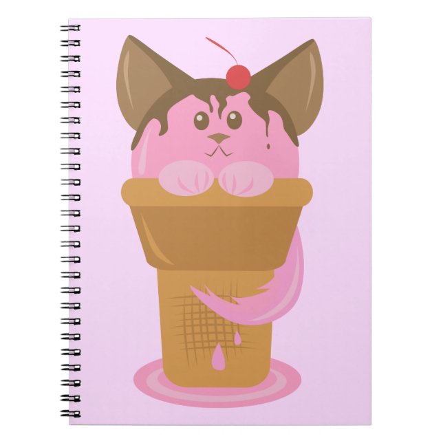 Cuaderno Gato de helado de fresa (Frente)
