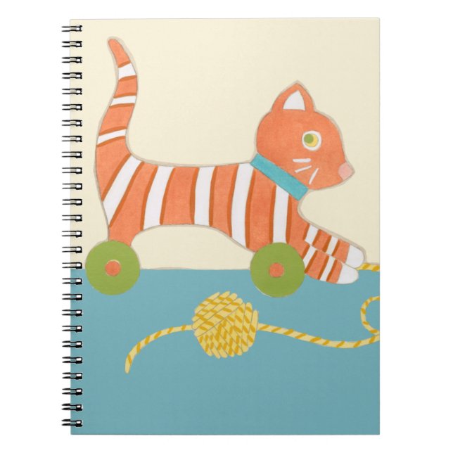 Cuaderno Gato de juguete a rayas con bola de cuerda (Frente)