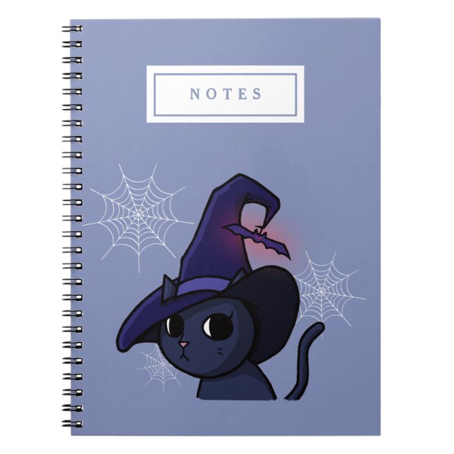 Cuaderno Gato de la bruja de Halloween que dibuja notas del (Frente)