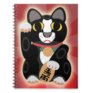 Cuaderno Gato de la suerte esmoquin Dibujo animado lindo Ma