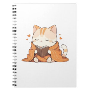 Cuaderno Gato de lectura acogedor diseño Kawaii de gatito r