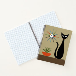 Cuaderno Gato de mediados de siglo con reloj de estallido