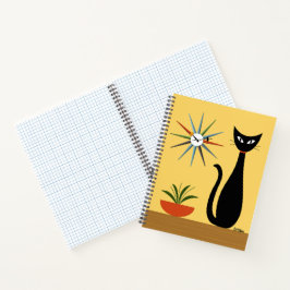 Cuaderno Gato de mediados de siglo con reloj de estrella en