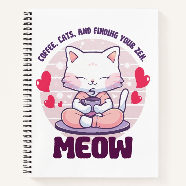 Cuaderno Gato de meditación - Gato kawaii (Anverso)