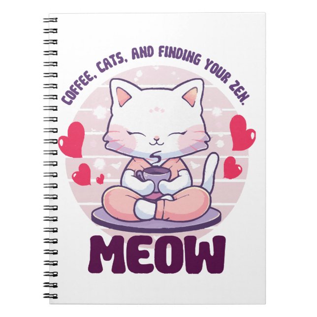 Cuaderno Gato de meditación - Gato Kawaii (Frente)