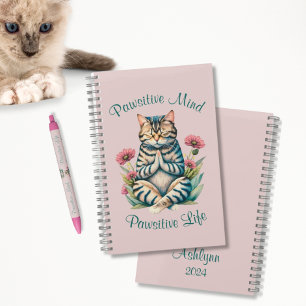Cuaderno Gato de meditación lindo LOA manifiesto gratitud