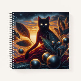 Cuaderno Gato de otro mundo hecho de estrellas: arte surrea