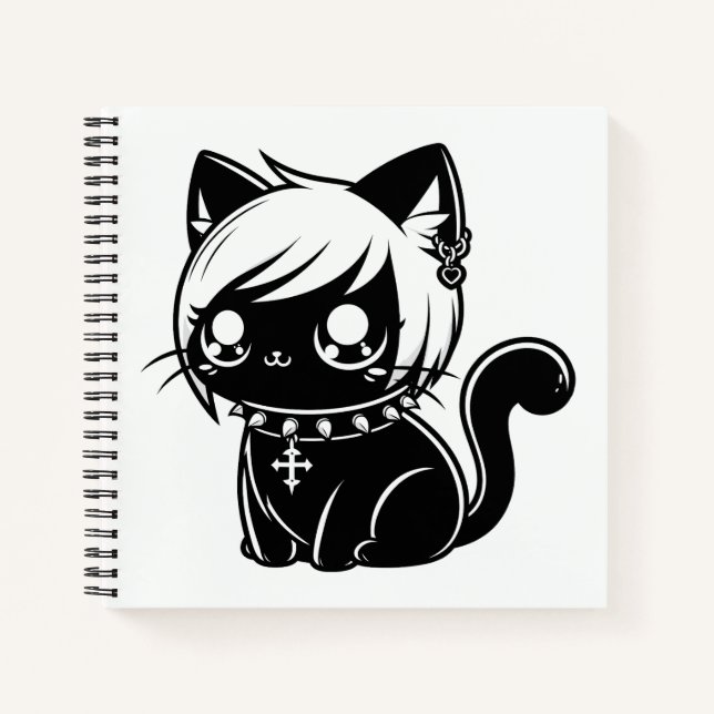 Cuaderno Gato de Punk lindo Manga Kitten Kawaii (Anverso)