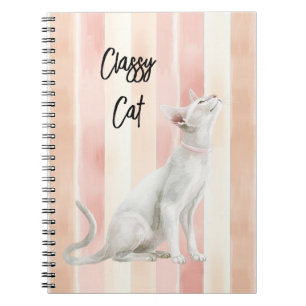 Cuaderno Gato de rayas de crema rosada de bonito