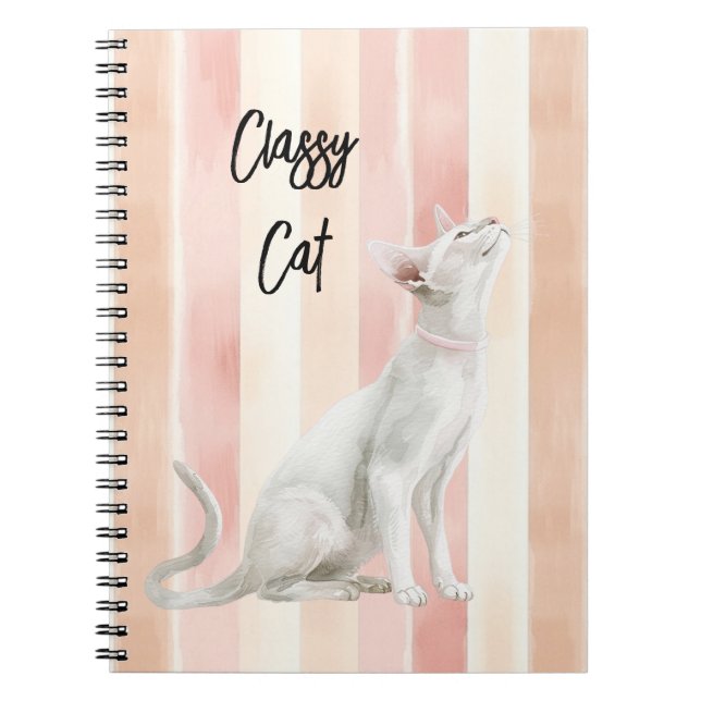 Cuaderno Gato de rayas de crema rosada de bonito (Frente)