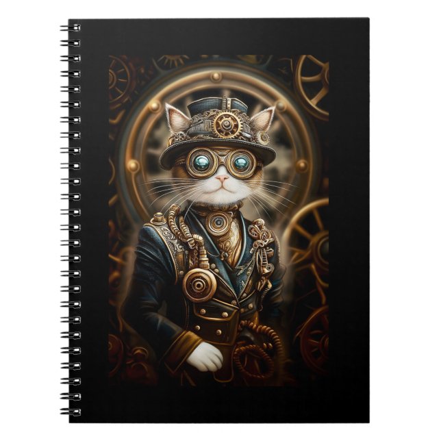 Cuaderno Gato de Steampunk en revista formal uniforme G4R (Frente)