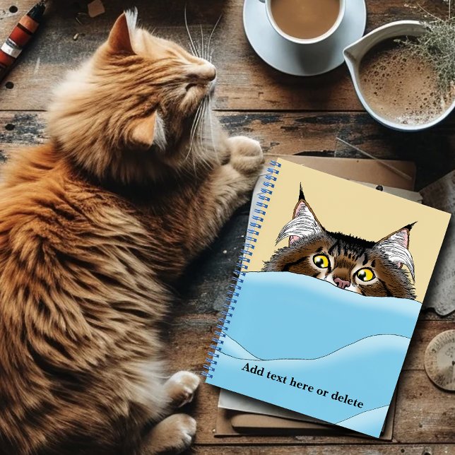 Cuaderno Gato de Tabby Peeking Blue Funny (Subido por el creador)