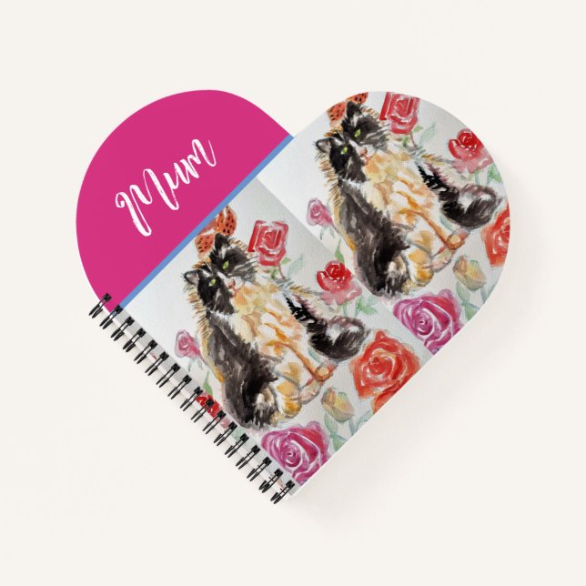 Cuaderno Gato de Tuxedo Cute Gatos Día de la Madre de Mamá  (Anverso)