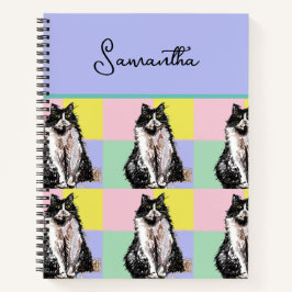 Cuaderno Gato de Tuxedo Gatos Cuidados Negro Pastel Blanco