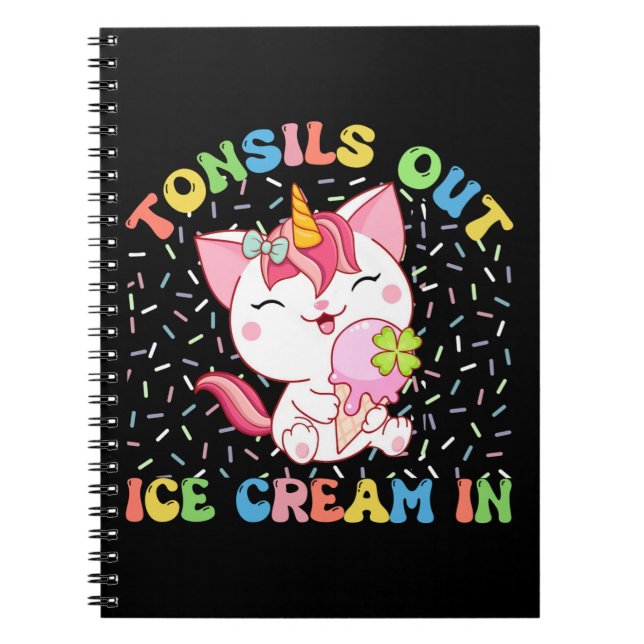Cuaderno Gato de unicornio con crema de hielo | Divertido P (Frente)